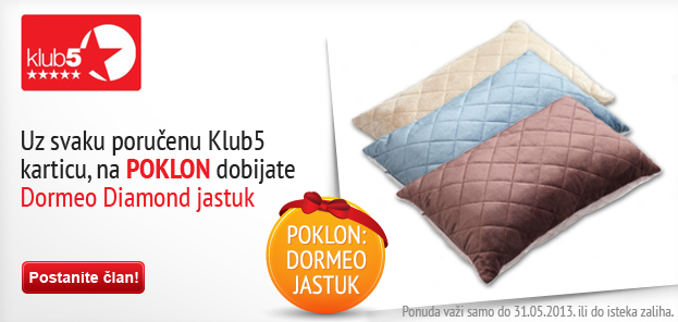 Jastuk na poklon uz Klub5 karticu